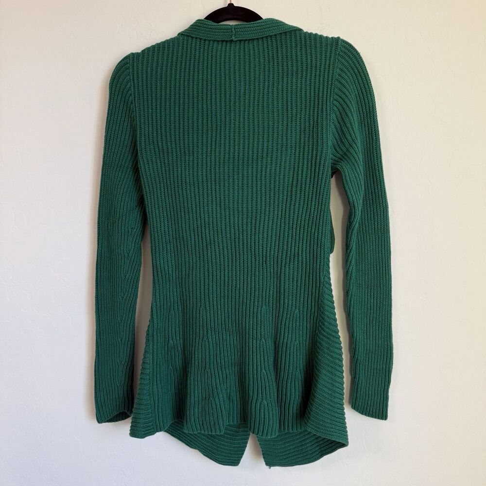 Lauren Ralph Lauren Green Cotton Knit Shawl Cardigan Medium Classy Preppy Money - Picture 9 of 11